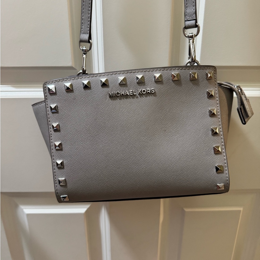 Michael Kors Silver Studded Shoulder Bag